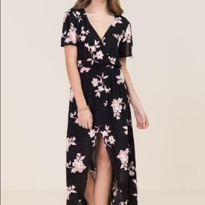 Black and floral maxi wrap romper